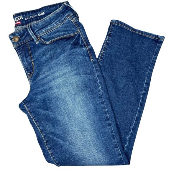 Levi's Denizen Modern Slim Denim Embroidered Straight Leg Jeans Sz 27 - Picture 1 of 8